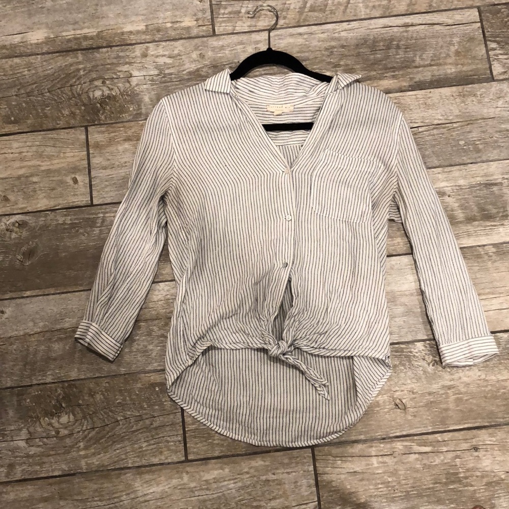 Black and white striped button down